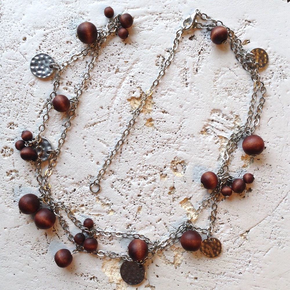 Beaded earring and necklace set 💠 wooden beads
